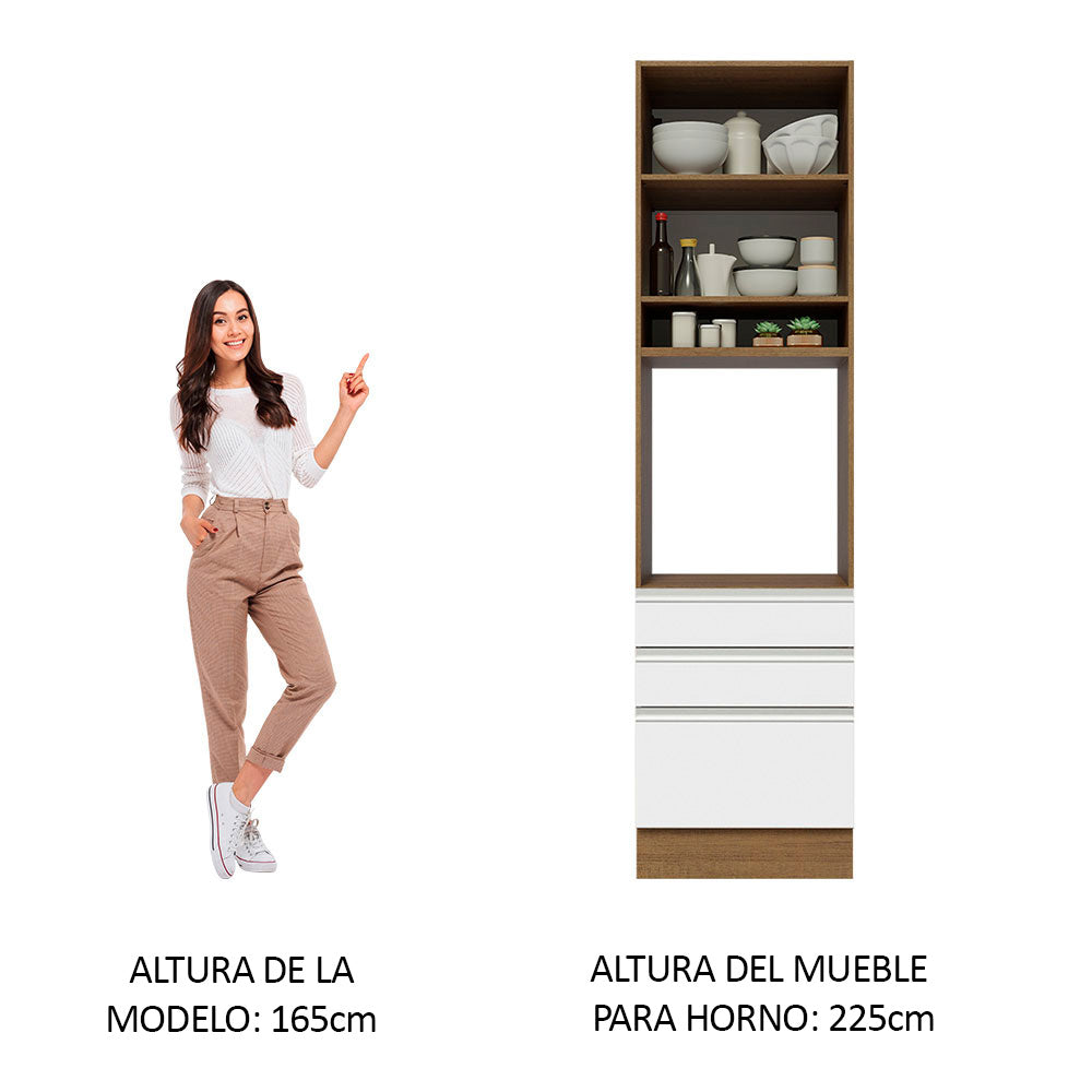 Mueble de Cocina para Hornos Glamy 60 cm Marrón/Blanco