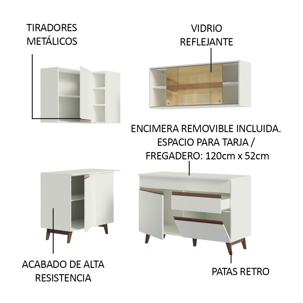 Cocina Integral de Esquina Reims 2.60 m con Encimera Blanco 01