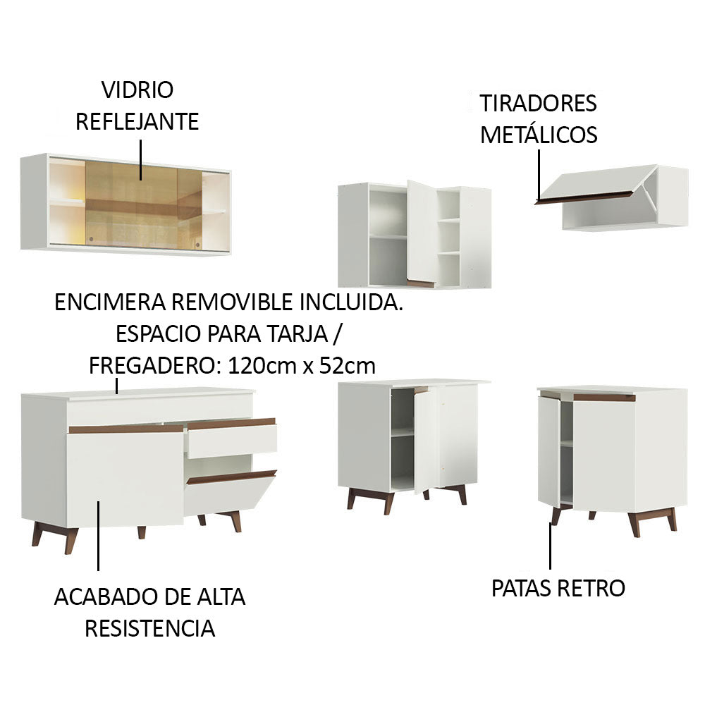 Cocina Integral de Esquina Reims 3.30 m con Encimera Blanco 02