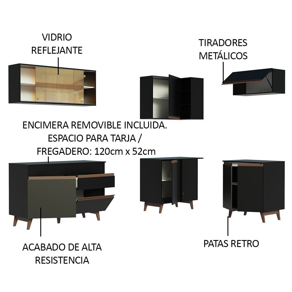 Cocina Integral de Esquina Reims 3.30 m con Encimera Negro 02