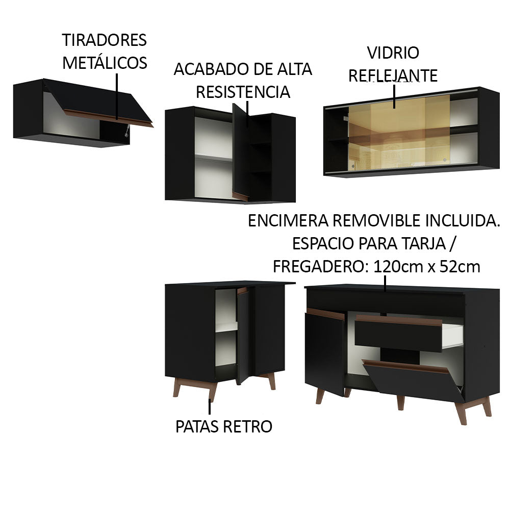 Cocina Integral de Esquina Reims 3.30 m con Encimera Negro 03
