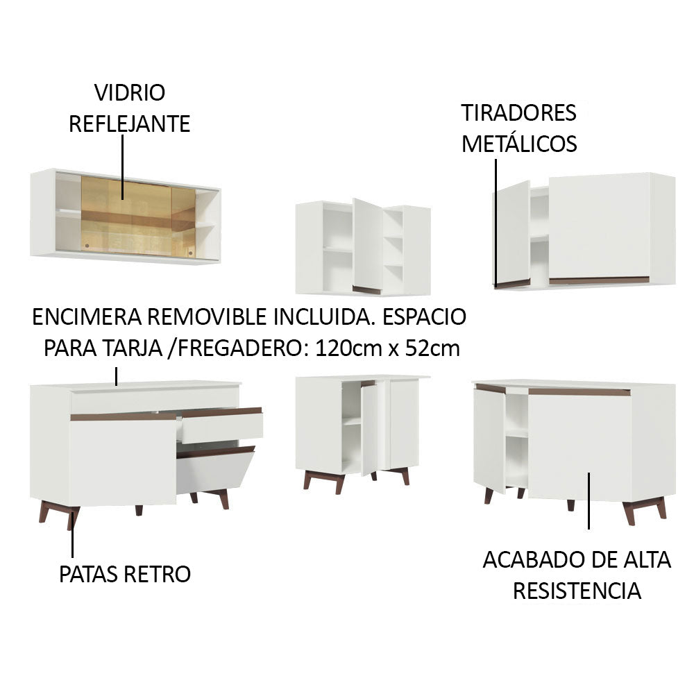 Cocina Integral de Esquina Reims 3.80 m con Encimera Blanco 01