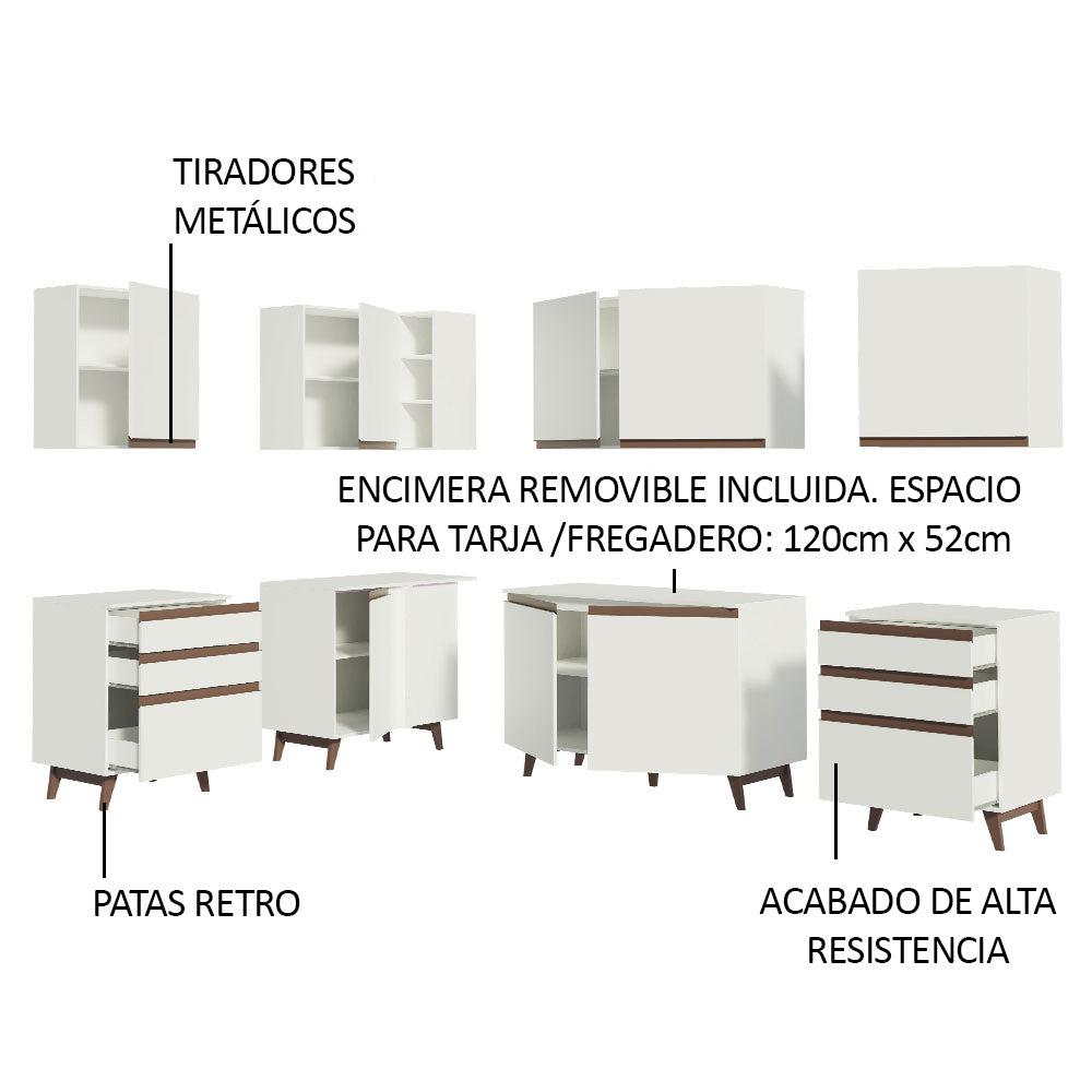 Cocina Integral de Esquina Reims 3.80 m con Encimera Blanco 02