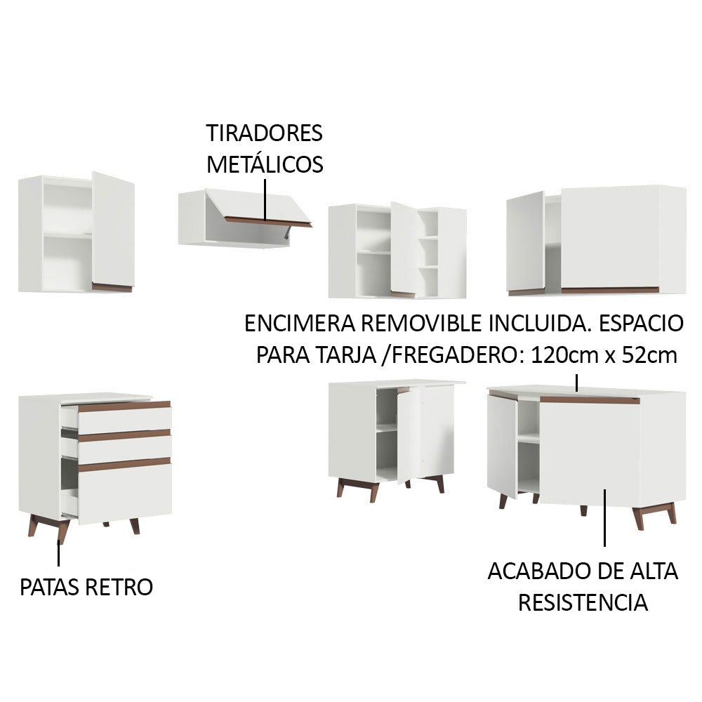 Cocina Integral de Esquina Reims 3.90 m con Encimera Blanco 01