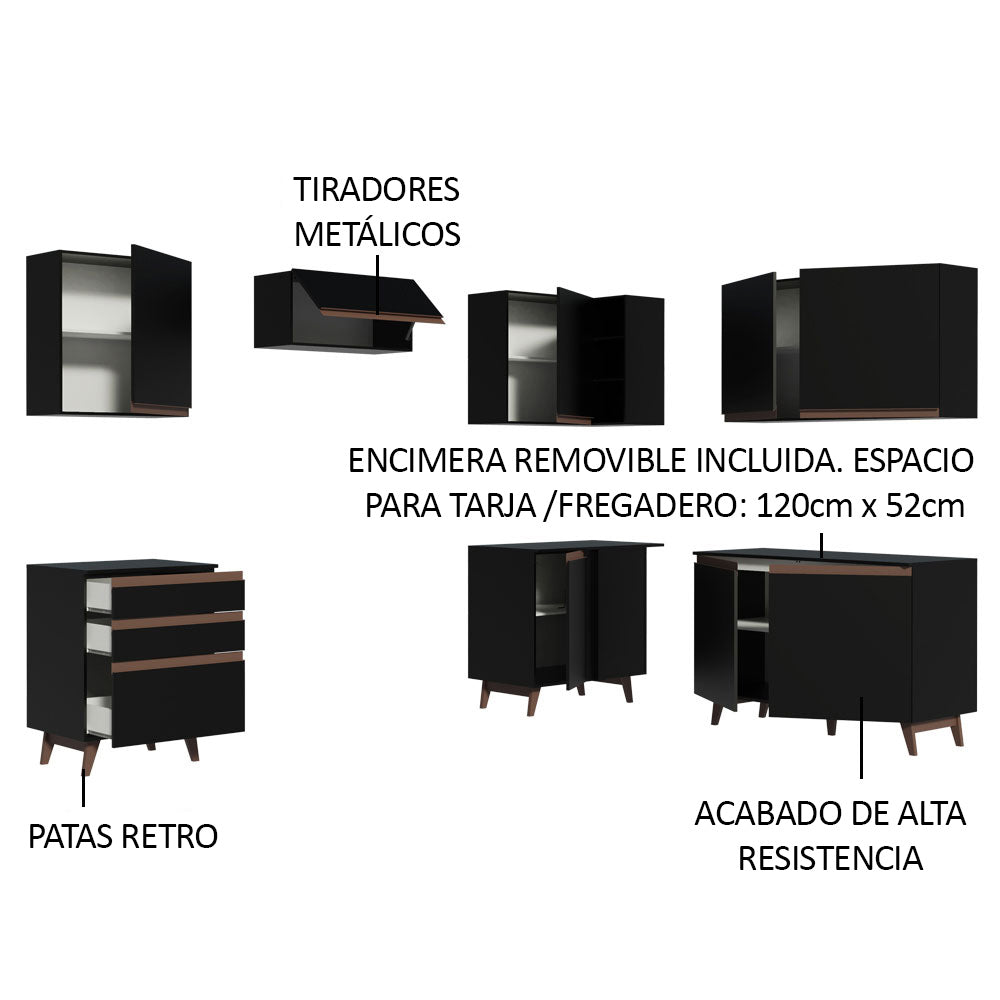 Cocina Integral de Esquina Reims 3.90 m con Encimera Negro 01