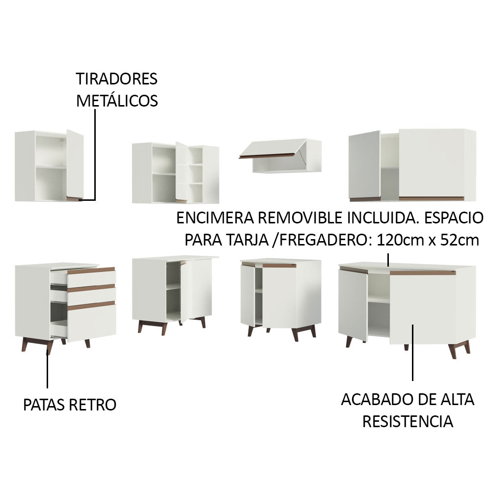 Cocina Integral de Esquina Reims 3.90 m con Encimera Blanco 02