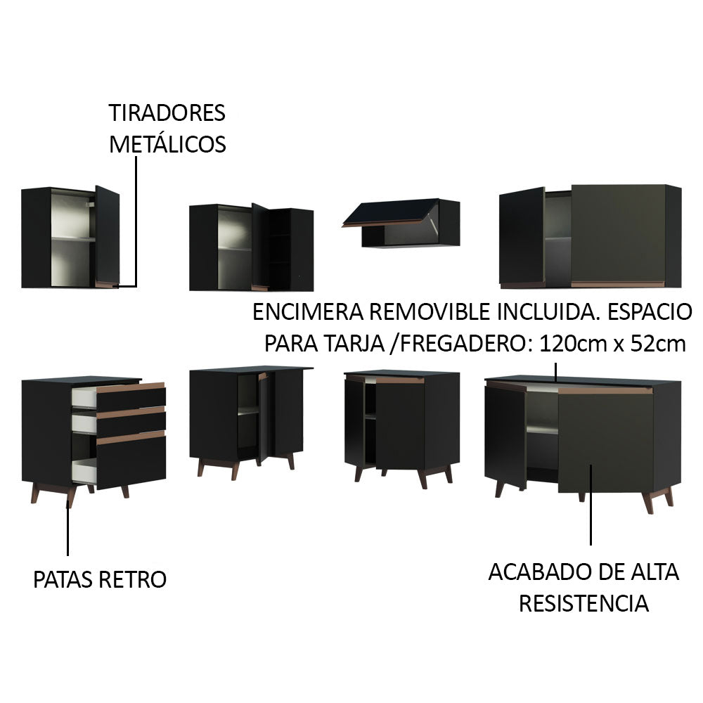 Cocina Integral de Esquina Reims 3.90 m con Encimera Negro 02