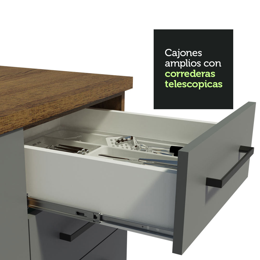 Cocina Integral Agata 1.20 Metros Marrón/Gris 02