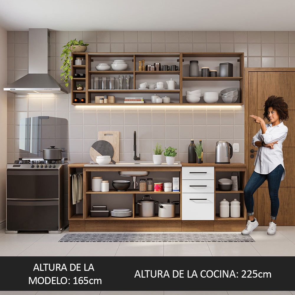 Cocina Integral Agata Thêmis 2.20 Metros Marrón/Blanco