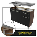 Cocina Integral Compacta Emilly 1.05 m con Mesón de Acero Marrón/Negro 04
