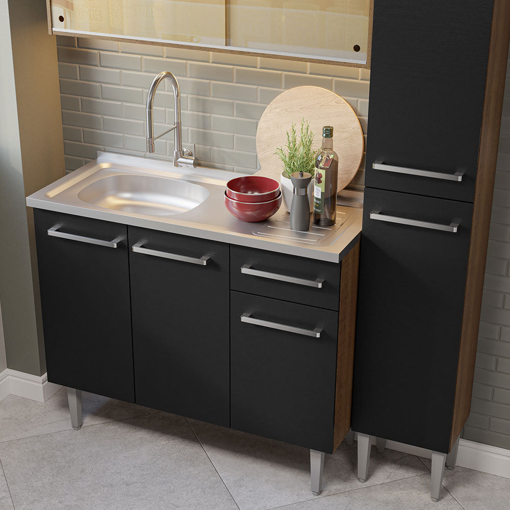 Cocina Integral Emilly 1.40 m con Mesón de Acero 08