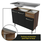 Cocina Integral Emilly 2.90 m con Mesón de Acero Marrón/Negro 08