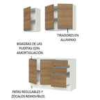 Cocina Integral Glamy 1.20 m con Mesón de Acero Blanco/Marrón 01