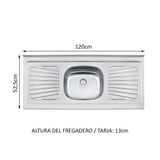 Cocina Integral Glamy 1.20 m con Mesón de Acero 02
