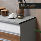 Cocina Integral Glamy 1.50 m con Encimera Blanco/Marrón 01