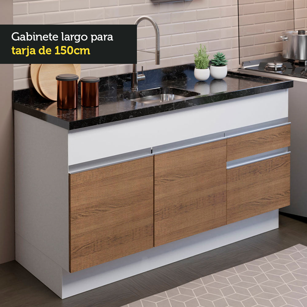 Cocina Integral Glamy 150 cm 02 Blanco/Marrón Madesa