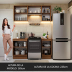 Cocina Integral Glamy 1.60 Metros Marrón/Blanco 07