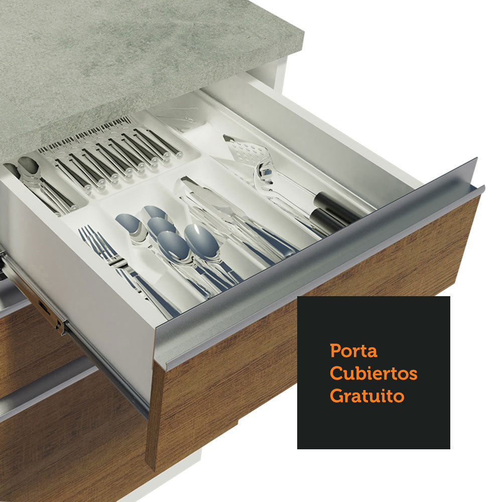 Cocina Integral Glamy 1.80 Metros Blanco/Marrón 09