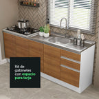 Kit 2 Muebles de Cocina Bajo Glamy 2.00 Metros Blanco/Marrón