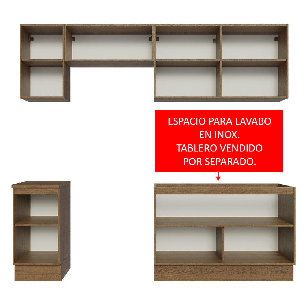 Cocina Integral Glamy 2.40 Metros Marrón 10