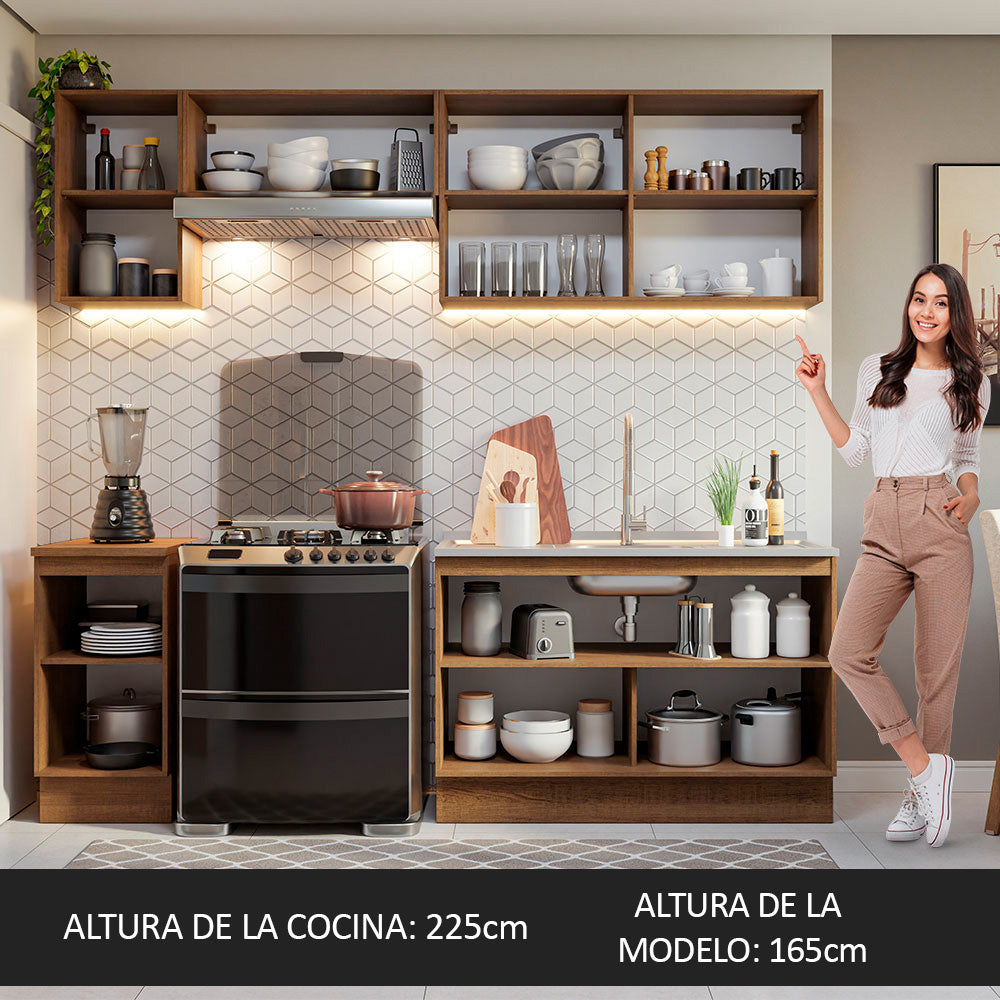 Cocina Integral Glamy 2.40 Metros Marrón/Negro 10