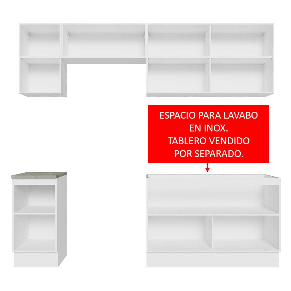 Cocina Integral Glamy 2.40 Metros Blanco/Marrón 10