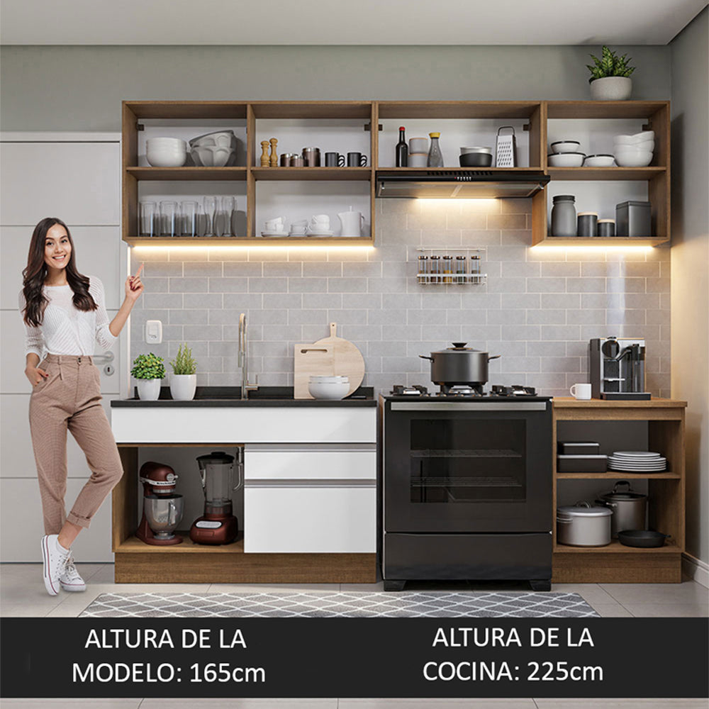Cocina Integral Glamy 2.60 Metros Marrón/Blanco 04