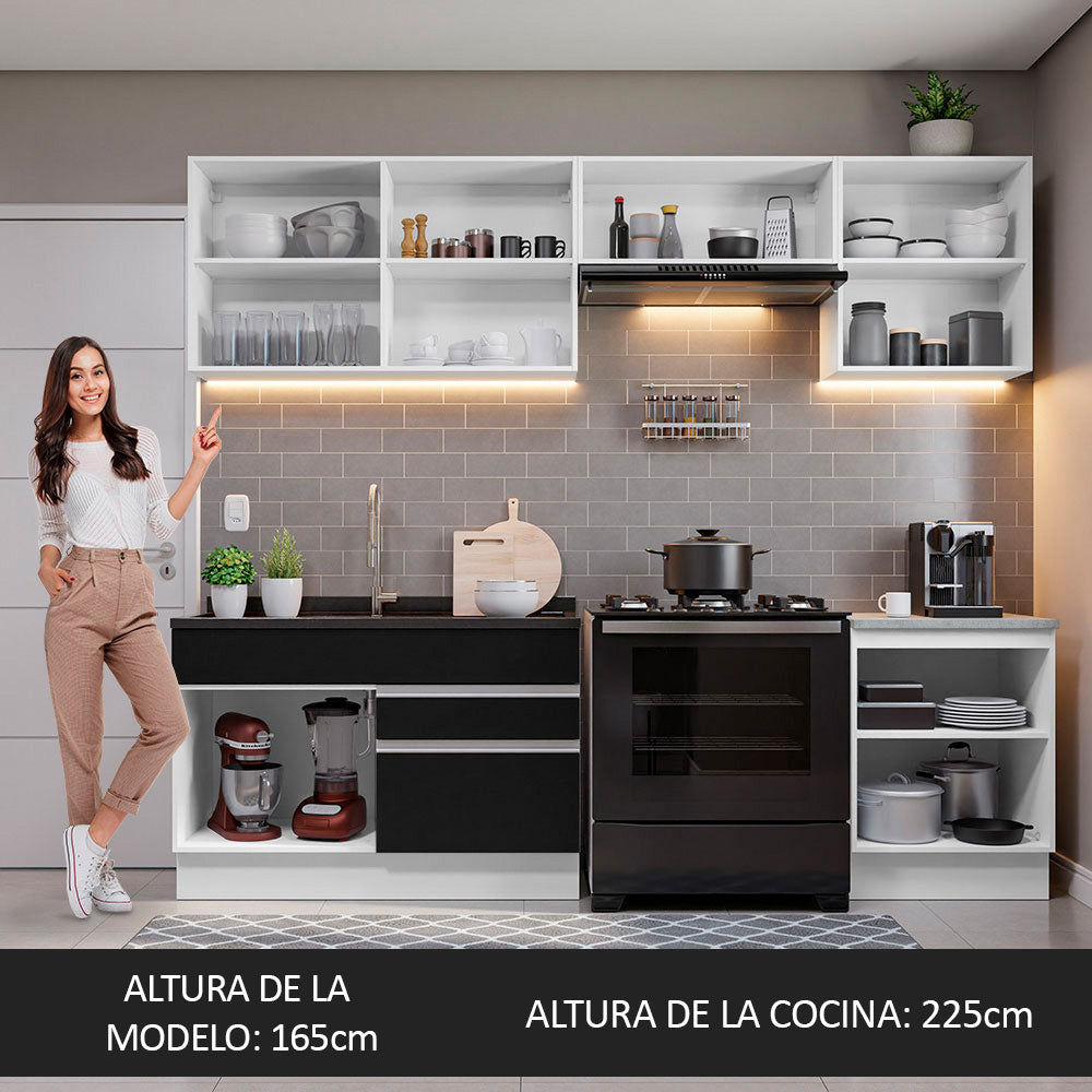 Cocina Integral Glamy 2.60 Metros Blanco/Negro 04