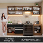 Cocina Integral Glamy 2.60 Metros Marrón/Negro 04