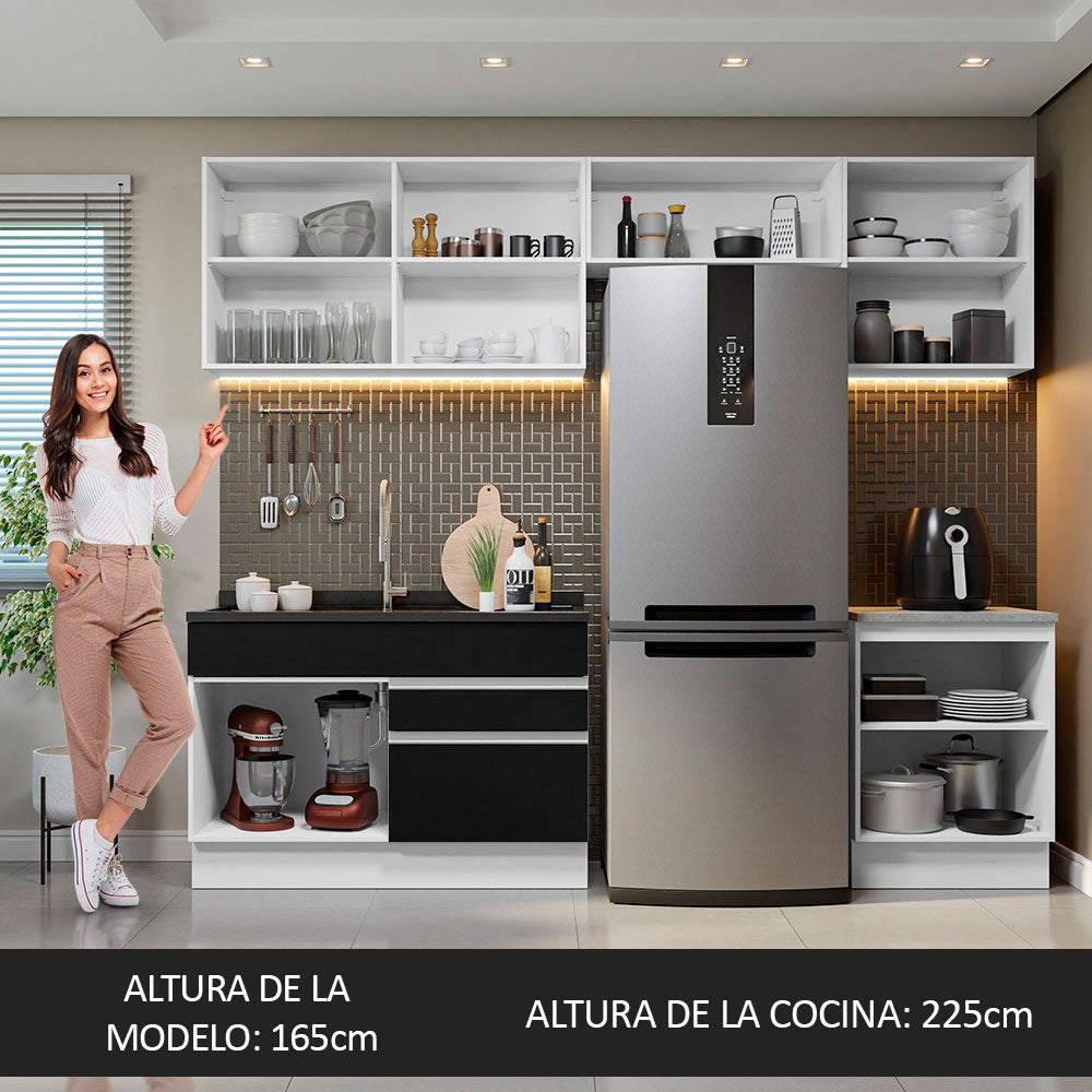 Cocina Integral Glamy 2.60 Metros Blanco/Negro 05