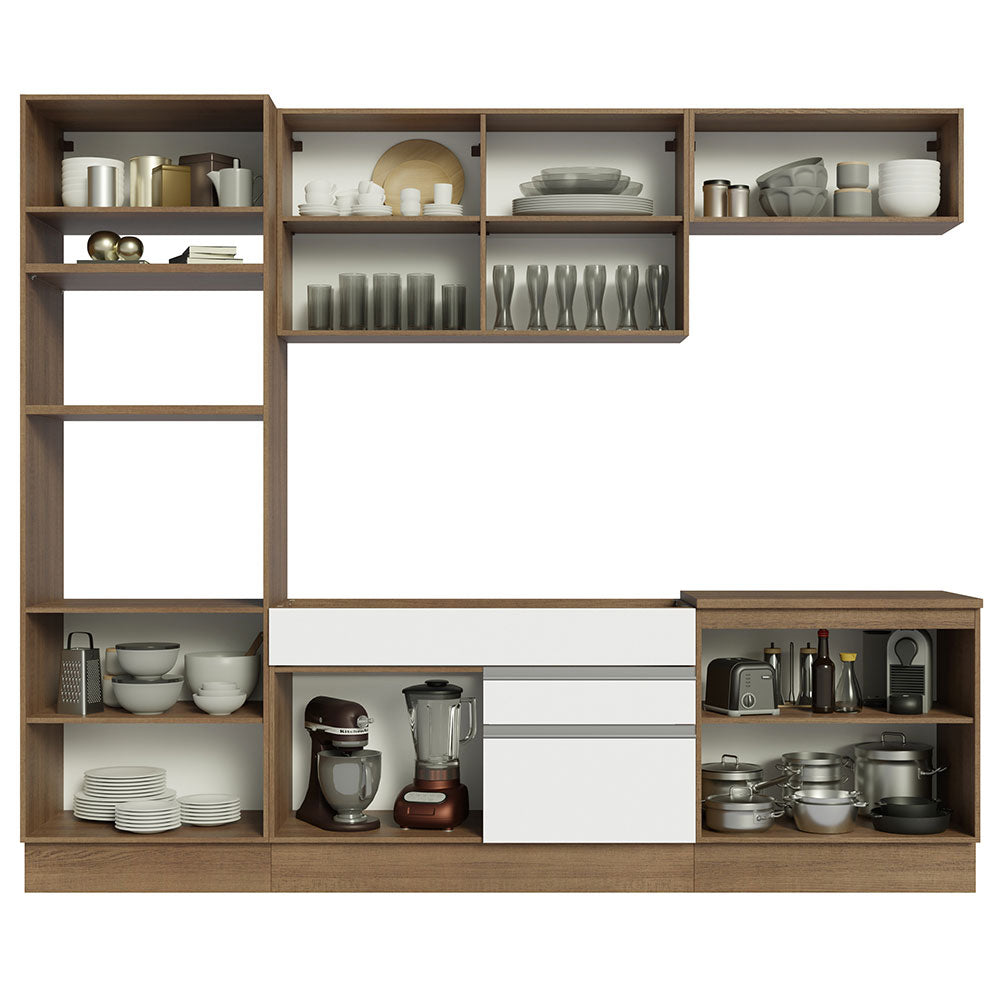 Cocina Integral Glamy 2.70 Metros Marrón/Blanco 13