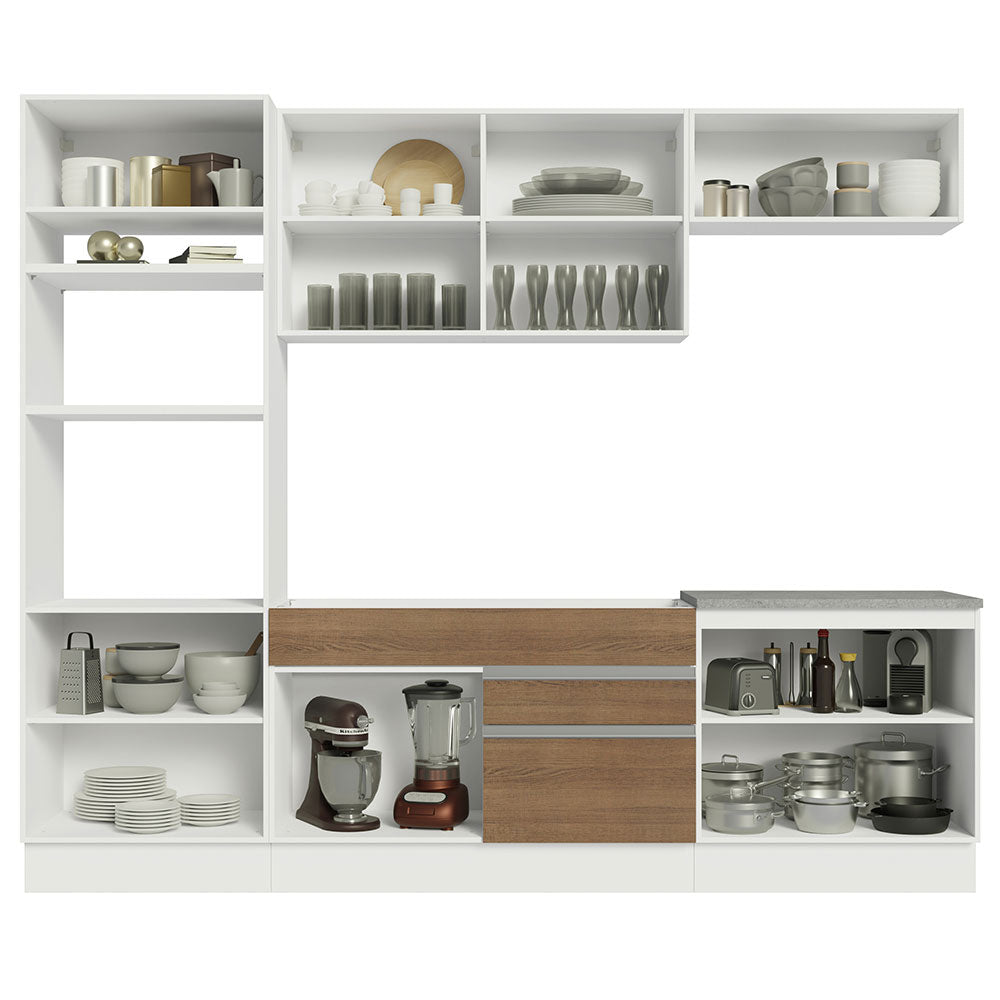 Cocina Integral Glamy 2.70 Metros Blanco/Marrón 13