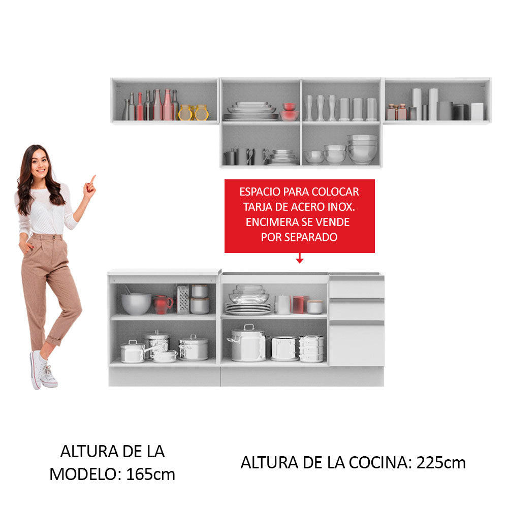 Cocina Integral Mariana 2.80 Metros Blanco