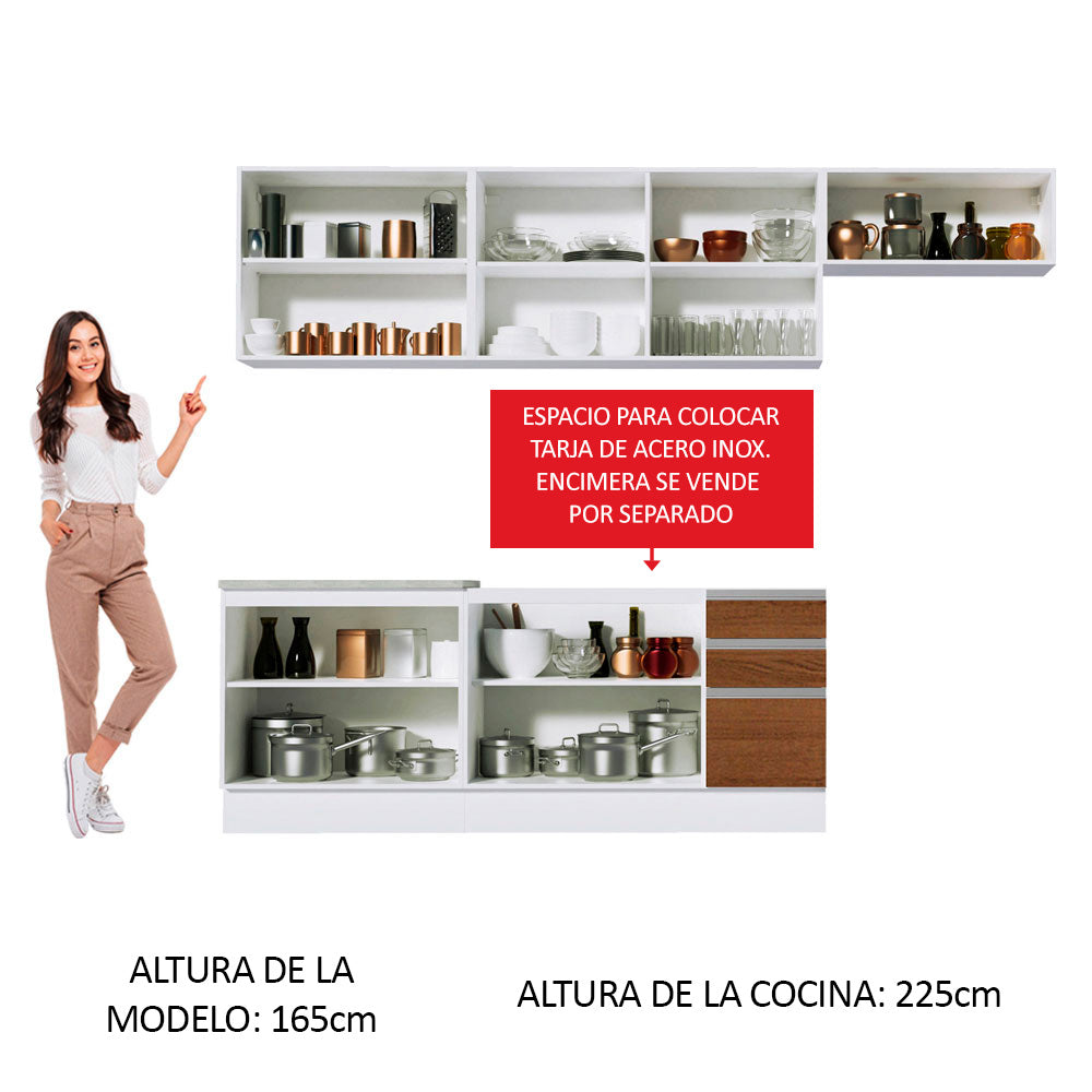 Cocina Integral Marcela 2.80 Metros Blanco/Marrón