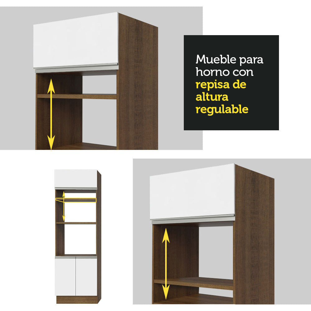 Cocina Integral Glamy 3.50 Metros Marrón/Blanco