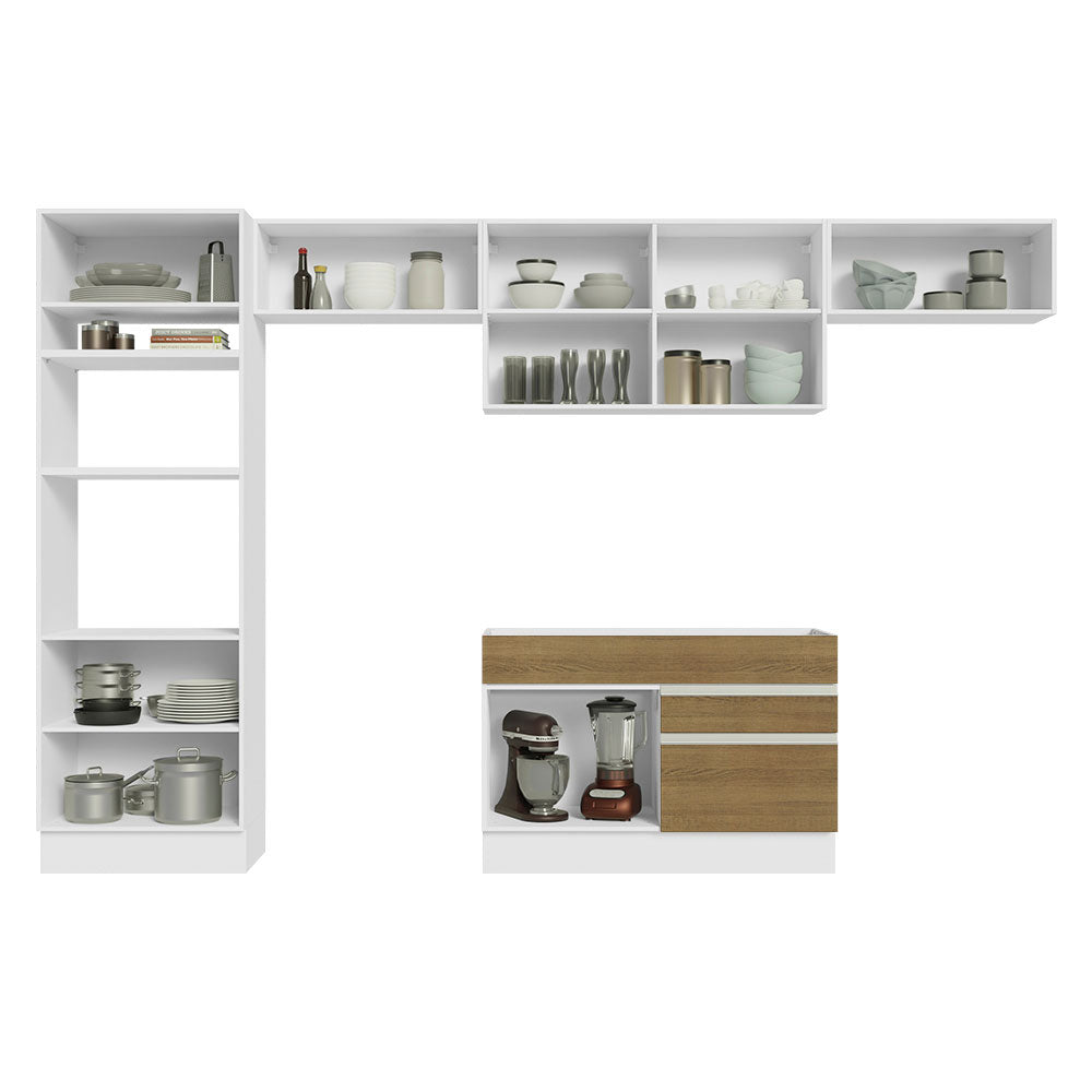 Cocina Integral Glamy 3.50 Metros Blanco/Marrón
