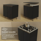 Kit 2 Muebles de Cocina Bajos Reims 1.30 m con Encimera Negro
