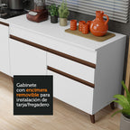 Kit 2 Muebles de Cocina Bajos Reims 1.90 m con Encimera - Blanco