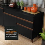Kit 2 Muebles de Cocina Bajos Reims 1.90 m con Encimera Negro