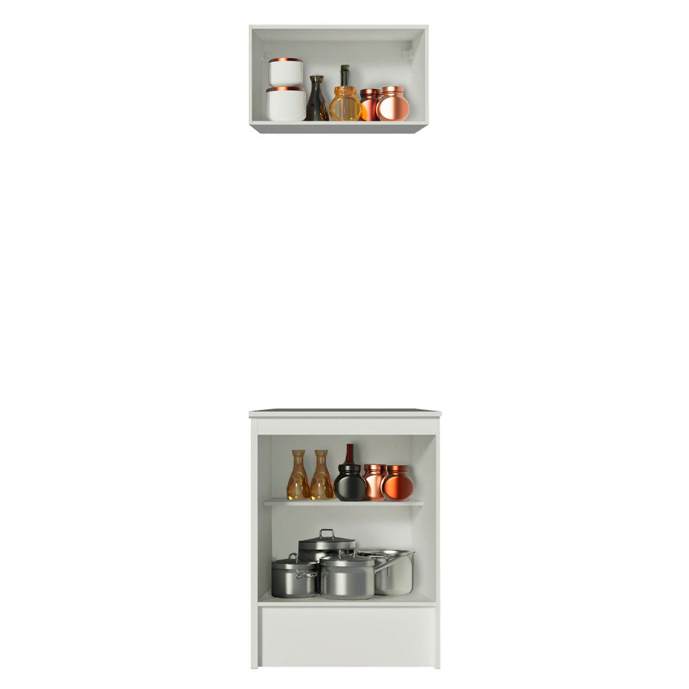 Kit Mueble de Cocina Superior y Mueble Bajo Topazio 60 cm Blanco Madesa