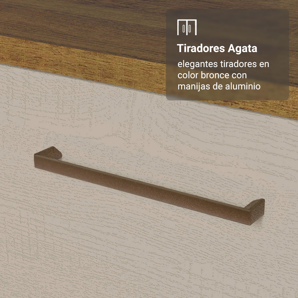 Conjunto de Mueble para Baño Agata 1.20 m 3 Puertas 3 Cajones Marrón/Crema