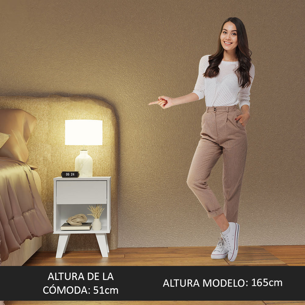 Kit con 2 35 cm Mesitas de Noche Blanco Madesa