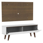 Centro de Entretenimiento para TV Le Mans Mesa y Panel Hasta 55 Pulgadas Blanco/Marrón