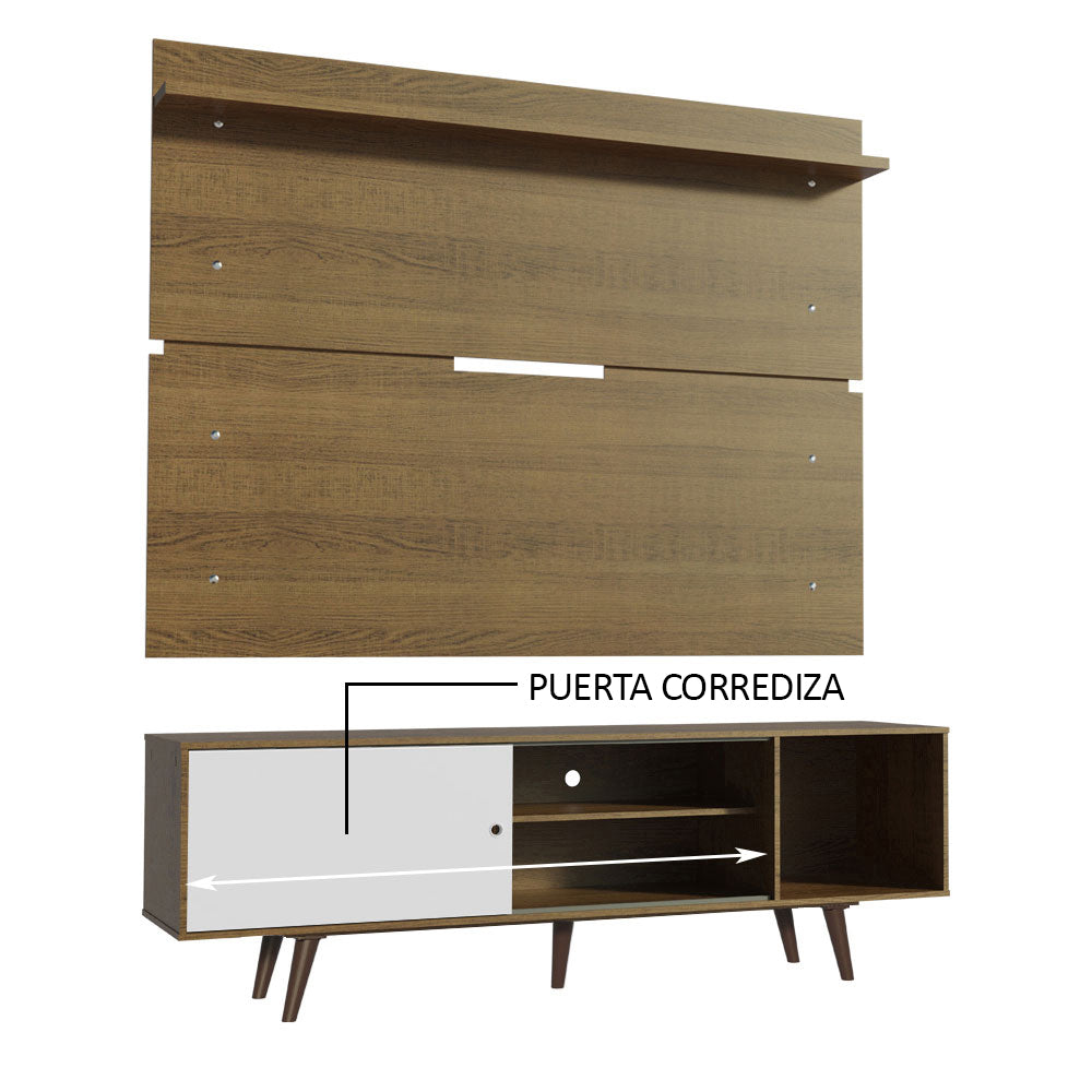 Centro de Entretenimiento para TV Dubai Mesa y Panel Hasta 65 Pulgadas Marrón/Blanco (Patas Marrón)