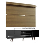 Centro de Entretenimiento para TV Dubai Mesa y Panel Hasta 65 Pulgadas Negro/Marrón (Patas Marrón)