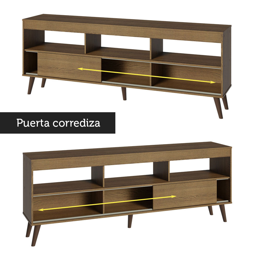Centro de Entretenimiento para TV Detroit Mesa y Panel Hasta 65 Pulgadas Marrón