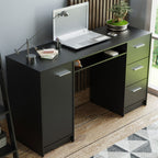 Escritorio de Oficina 136 cm Alaska + Mueble Estante Librero Negro Madesa