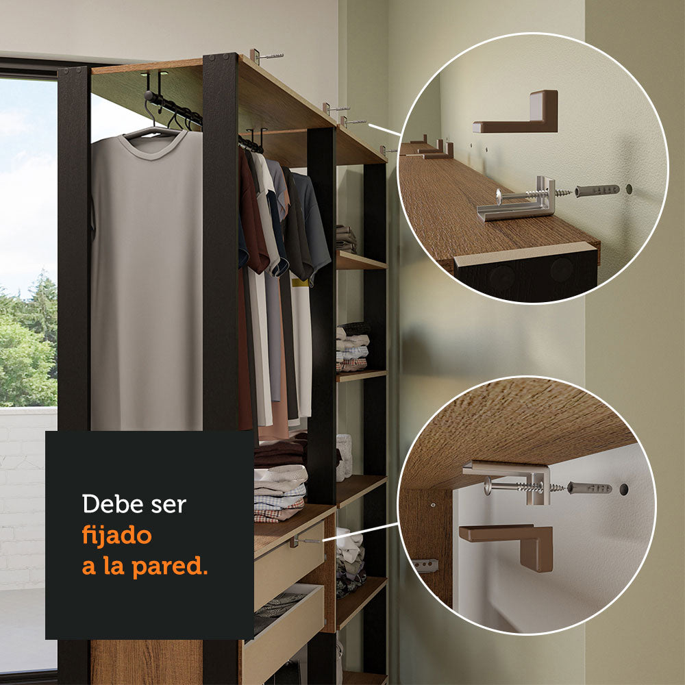 Armario Estante Organizador Multiuso 258 cm Marrón/Negro Madesa