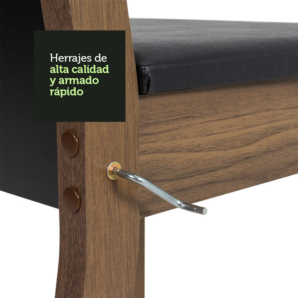 Juego de Comedor Dallas con 4 Sillas Encimera Cuadrada de Cristal Marrón/Negro Sintético