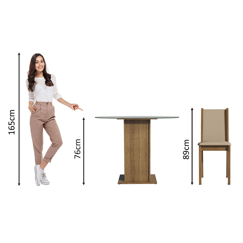 Juego de Comedor Nanda con 4 Sillas - Encimera Redonda de Cristal